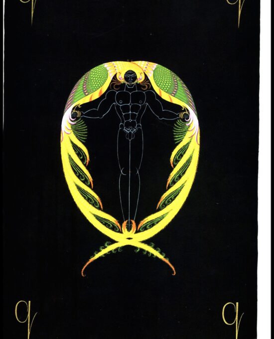 Erte Classic Art Deco Print “Q” & “R” 1977 The Alphabet series 2 sided vintage art book page