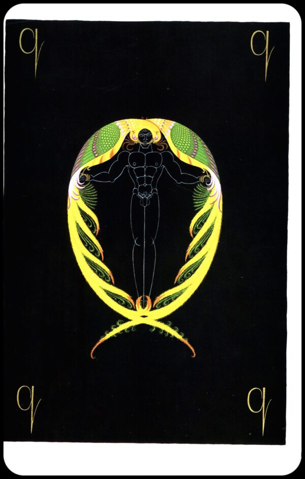 Erte Classic Art Deco Print "Q" & "R" 1977 The Alphabet series 2 sided vintage art book page - Image 2