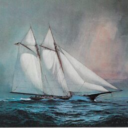Vintage book page Maritime print "Schooner Yacht America" Carl G. Evers c.1972 As rigged by Navy for war duty 1863