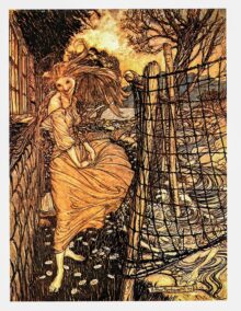 Fantasy Tales Undine Arthur Rackham 1909 art "Outside the Window" Color vintage book plate Ready to frame FREE SHIPPING