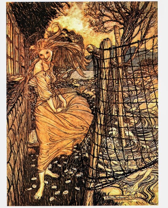 Fantasy Tales Undine Arthur Rackham 1909 art “Outside the Window” Color vintage book plate Ready to frame FREE SHIPPING