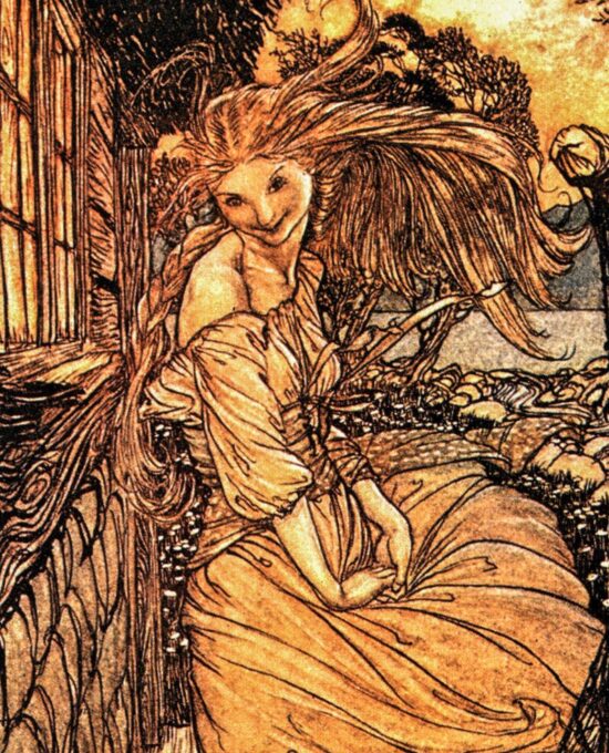 Fantasy Tales Undine Arthur Rackham 1909 art “Outside the Window” Color vintage book plate Ready to frame FREE SHIPPING
