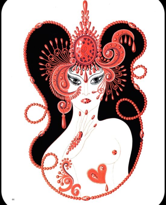 Erte Classic Art Deco Print “Emerald” & “Ruby” 1969 Precious Stones series vintage artbook page