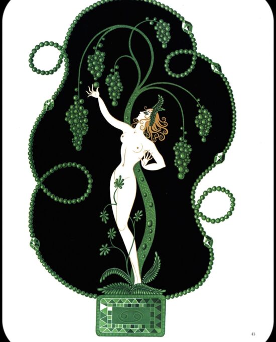Erte Classic Art Deco Print “Emerald” & “Ruby” 1969 Precious Stones series vintage artbook page