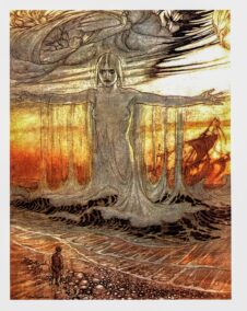 Aesop's Fables Arthur Rackham 1912 art "The Shipwrecked Man & the Sea..." Color vintage art book page FREE SHIPPING