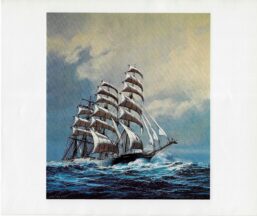 Vintage book page print "Barque Moshulu - winner of 'The Last Grain Race'" Carl G. Evers c.1972