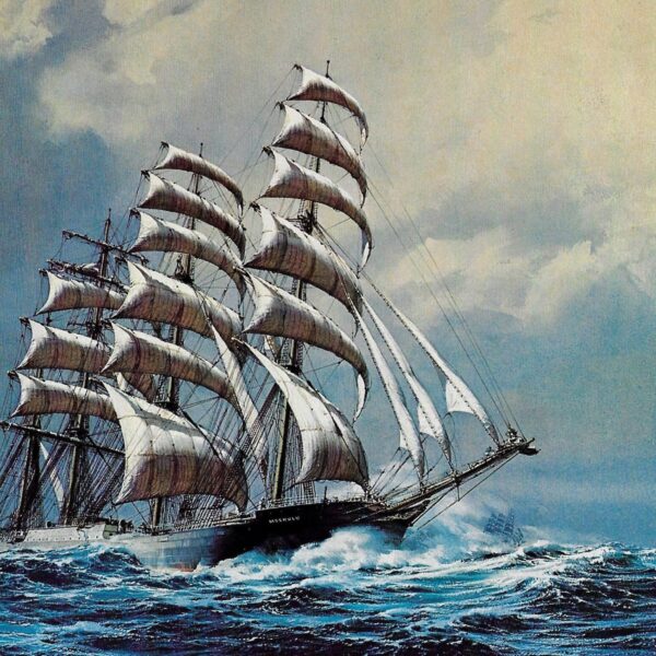 Vintage book page print "Barque Moshulu - winner of 'The Last Grain Race'" Carl G. Evers c.1972 - Image 2