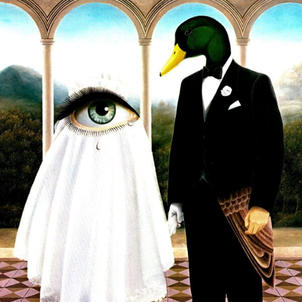 Gervasio Gallardo Vintage art book page "The Wedding" featuring the Giant eye and the Duck-headed Groom FREE SHIPPING