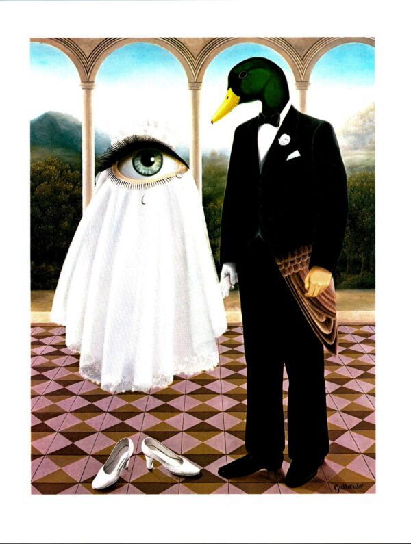 Gervasio Gallardo Vintage art book page "The Wedding" featuring the Giant eye and the Duck-headed Groom FREE SHIPPING - Image 2