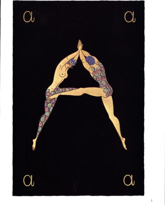 Erte The Alphabet series “A” & “B” 1977 Two-sided vintage book page art