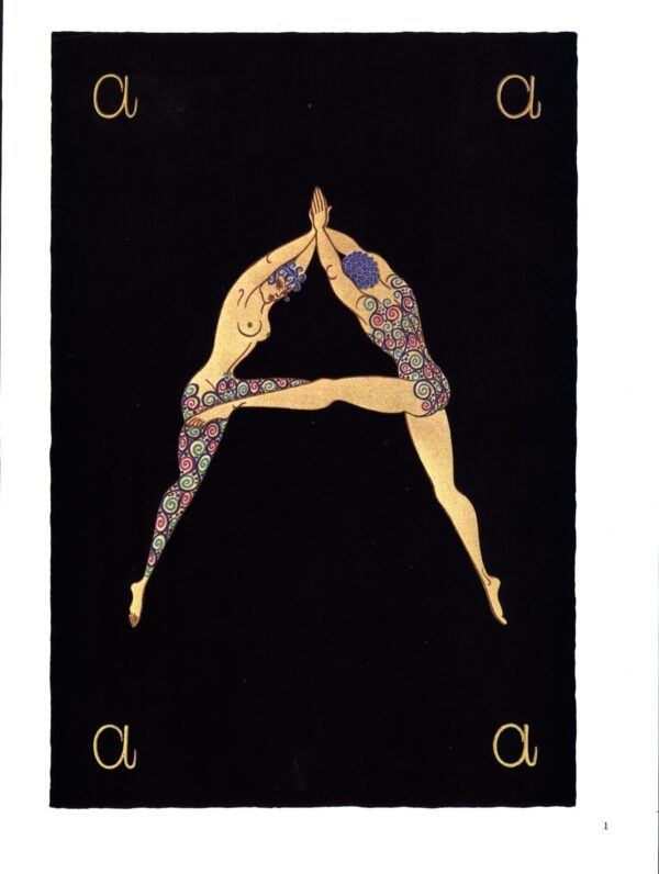 Erte The Alphabet series "A" & "B" 1977 Two-sided vintage book page art