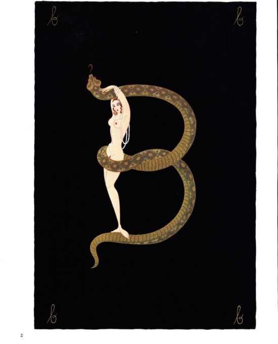 Erte The Alphabet series “A” & “B” 1977 Two-sided vintage book page art