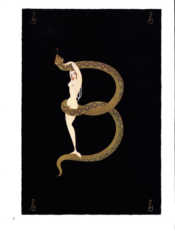 Erte The Alphabet series "A" & "B" 1977 Two-sided vintage book page art - Image 2