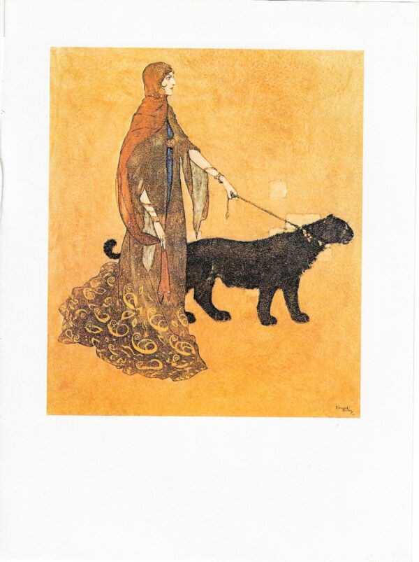Arabian Nights Edmund Dulac [1907] "The Queen of the Ebony Isles" Vintage book plate FREE SHIPPING - Image 3
