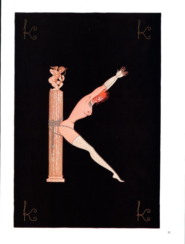 Erte The Alphabet series "K" & "L" 1977 Two-sided vintage book page