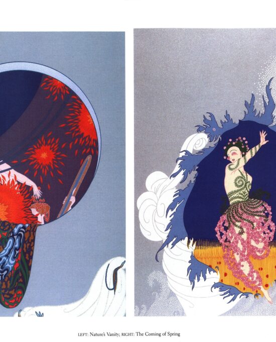 Erte “The Nile / Nature’s Vanity and The Coming of Spring” c.1982 Two-sided vintage book page