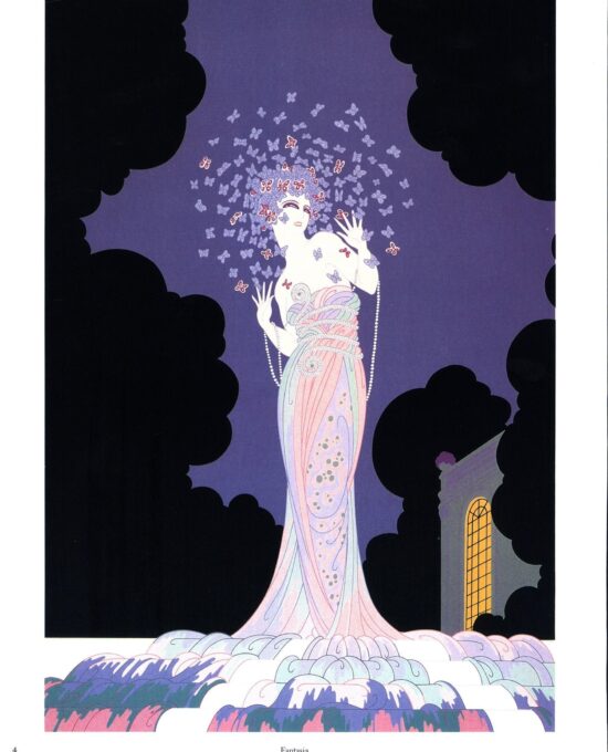 Erte “Fantasia”/Deception” [c.1982] Two-sided vintage book page