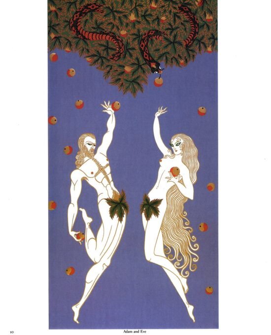 Erte “Venus”/”Adam and Eve” c.1982 Two-sided vintage book page artwork