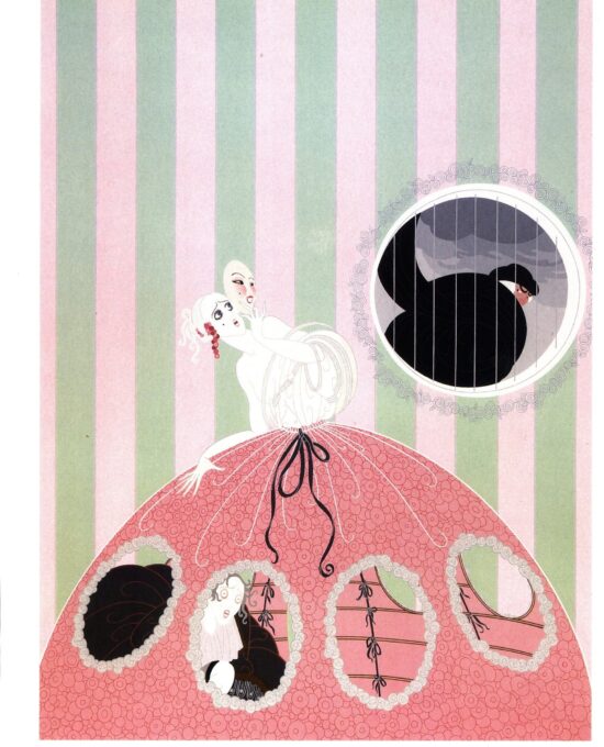 Erte “Fantasia”/Deception” [c.1982] Two-sided vintage book page