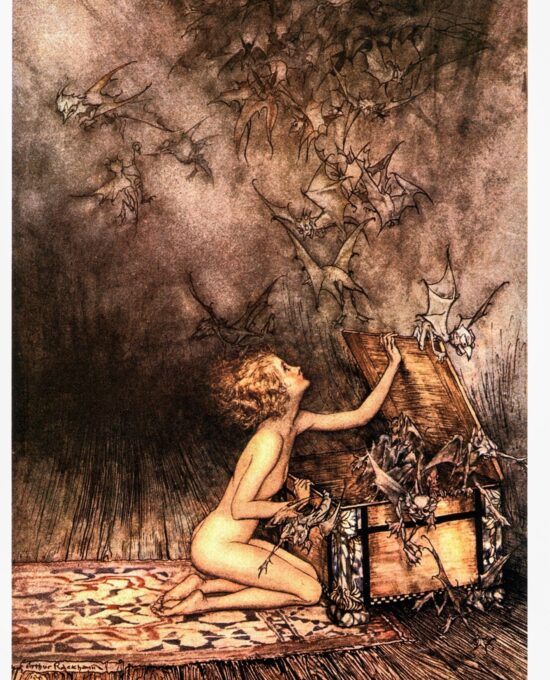 A Wonder Book Arthur Rackham 1922 art “It seemed as if a sudden swarm of winged creatures…” Vintage art book page