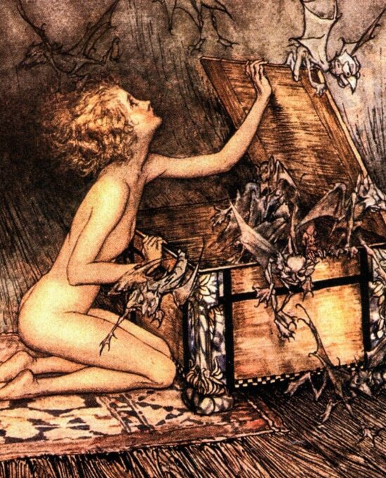 A Wonder Book Arthur Rackham 1922 art “It seemed as if a sudden swarm of winged creatures…” Vintage art book page