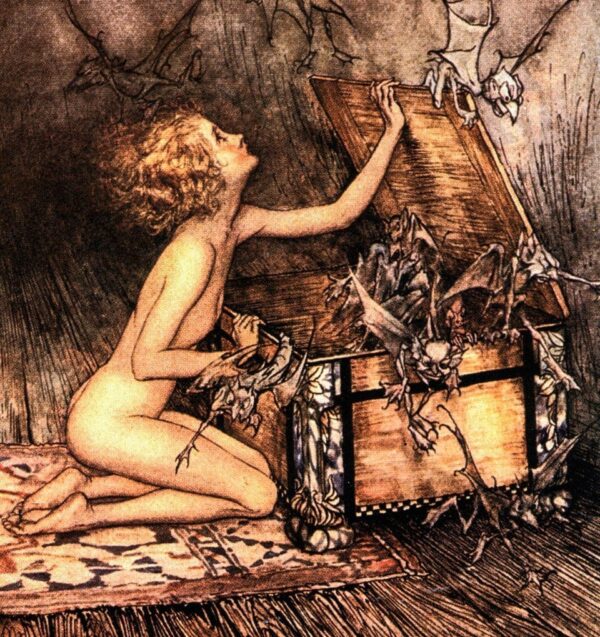 A Wonder Book Arthur Rackham 1922 art "It seemed as if a sudden swarm of winged creatures..." Vintage art book page - Image 2