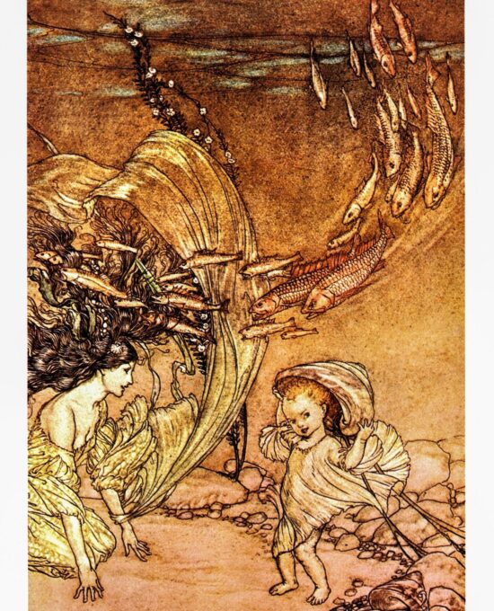 Arthur Rackham [1909] “The Infancy of Undine” Vintage art book page FREE SHIPPING