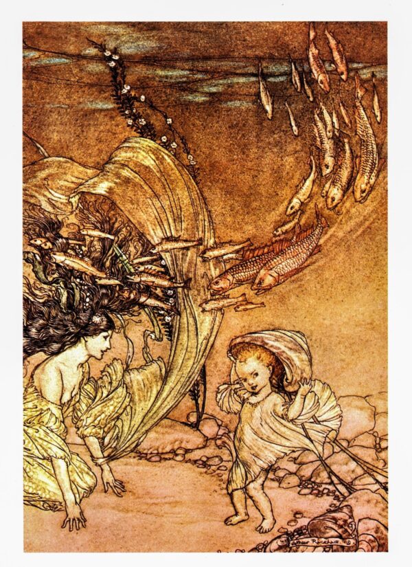 Arthur Rackham [1909] "The Infancy of Undine" Vintage art book page FREE SHIPPING