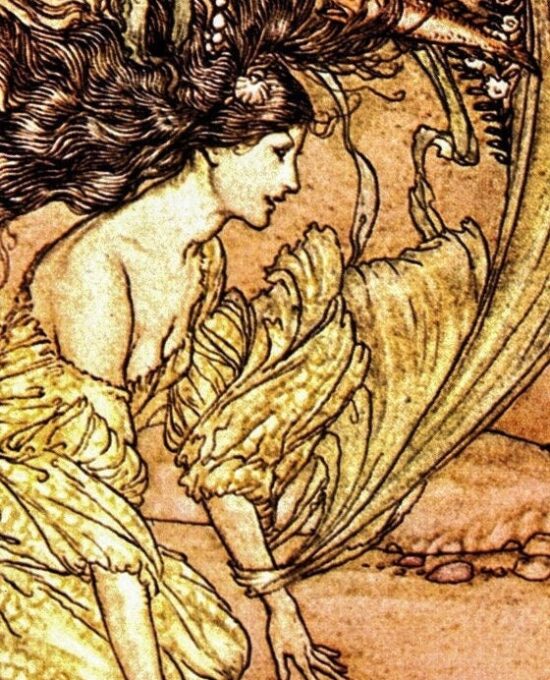 Arthur Rackham [1909] “The Infancy of Undine” Vintage art book page FREE SHIPPING