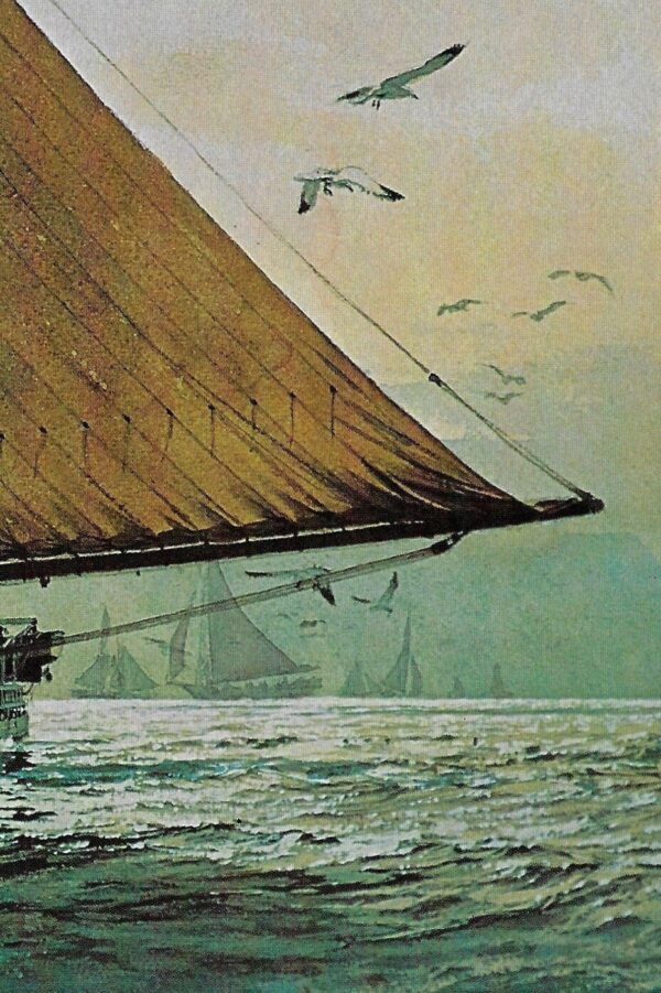 Vintage book page maritime print "Skipjacks at work - dredging oysters the traditional way" Carl G. Evers c.1972 - Image 2