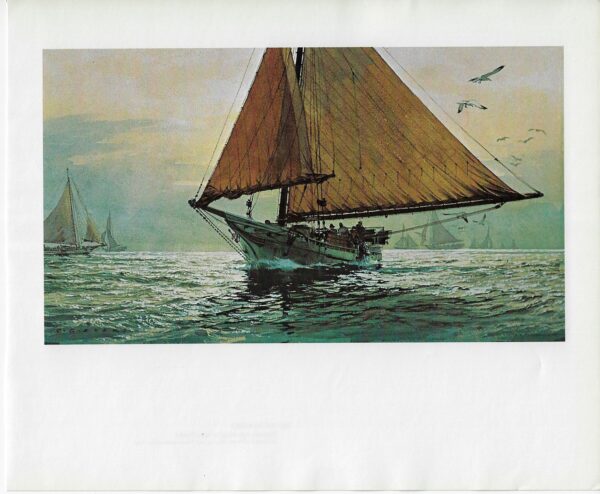 Vintage book page maritime print "Skipjacks at work - dredging oysters the traditional way" Carl G. Evers c.1972 - Image 3