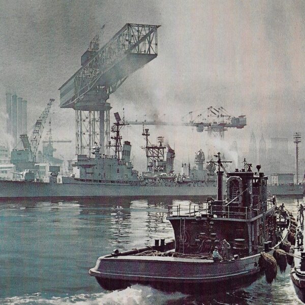 Brooklyn Navy Yard Vintage book page maritime print Carl G. Evers c.1972
