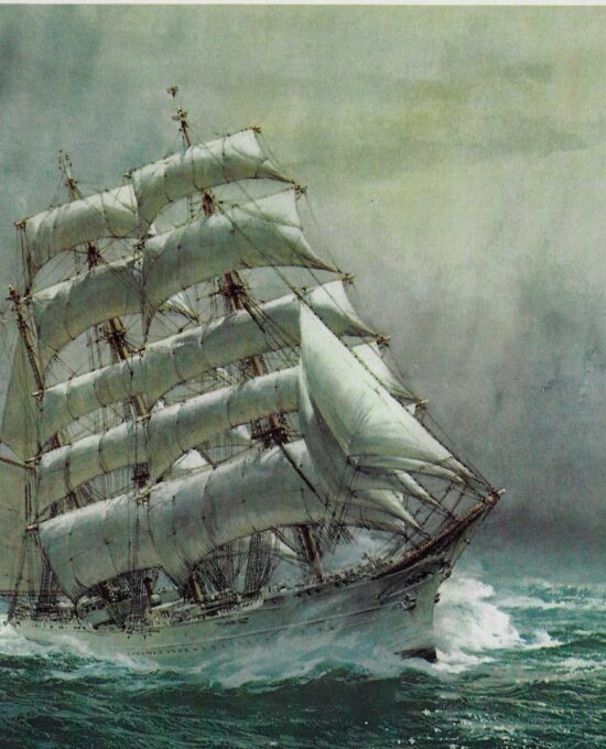 Vintage book page maritime print “U.S.C.G Eagle” Carl G. Evers c.1972 Training barque
