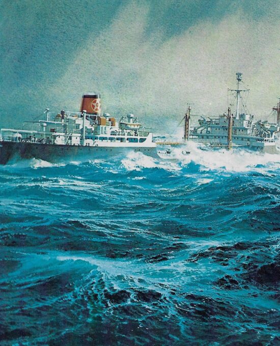 Vintage book page maritime print “Full load of crude” Carl Evers