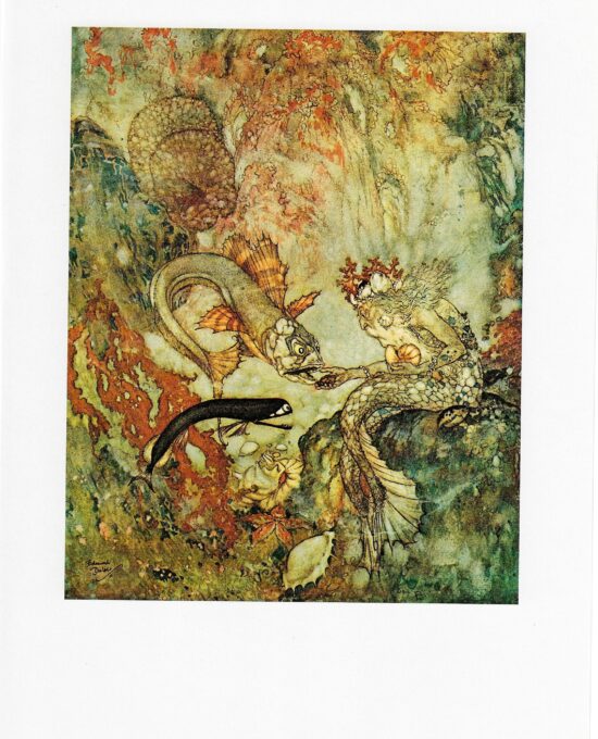 The Little Mermaid Hans Andersen stories Edmund Dulac “The Merman King had been for many years…” Vintage art book page FREE SHIPPING