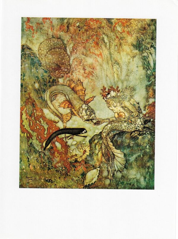 The Little Mermaid Hans Andersen stories Edmund Dulac "The Merman King had been for many years..." Vintage art book page FREE SHIPPING