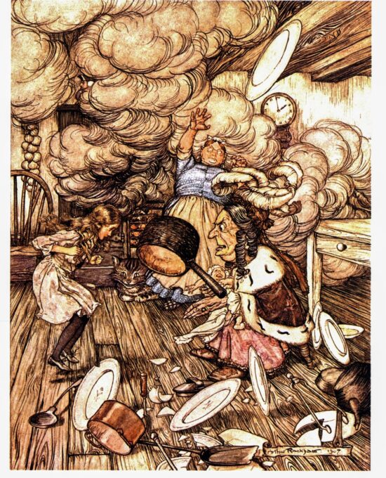 Alice in Wonderland Arthur Rackham [1907] “An unusually large saucepan…” Color vintage book plate Ready to frame FREE SHIPPING