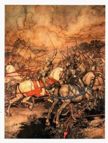 The Romance of King Arthur Arthur Rackham [1917] "How Arthur threw his sword Excalibur..." Color vintage book plate FREE SHIPPING