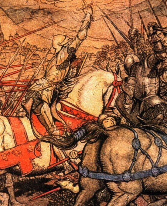 The Romance of King Arthur Arthur Rackham [1917] “How Arthur threw his sword Excalibur…” Color vintage book plate FREE SHIPPING