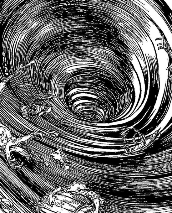 Edgar Allan Poe artwork “A Descent into the Maelstrom” by Arthur Rackham Vintage book page FREE SHIPPING