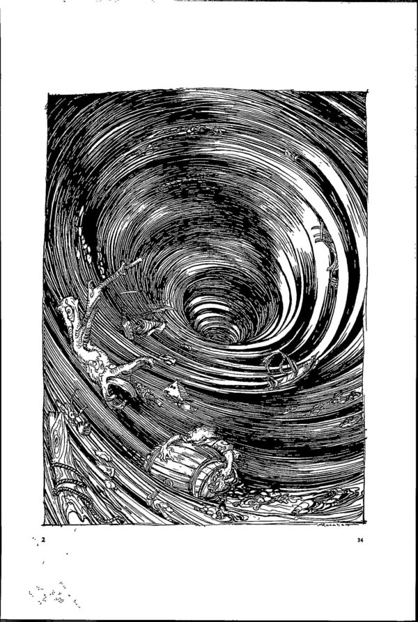 Edgar Allan Poe artwork "A Descent into the Maelstrom" by Arthur Rackham Vintage book page FREE SHIPPING - Image 2
