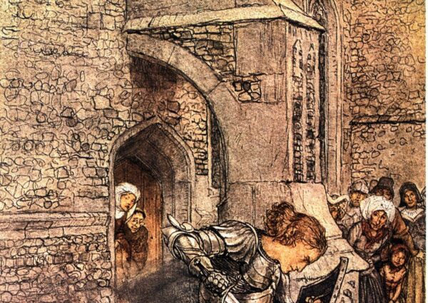 The Romance of King Arthur Arthur Rackham 1917 art "How Sir Lancelot fought..." Vintage art book page FREE SHIPPING - Image 3