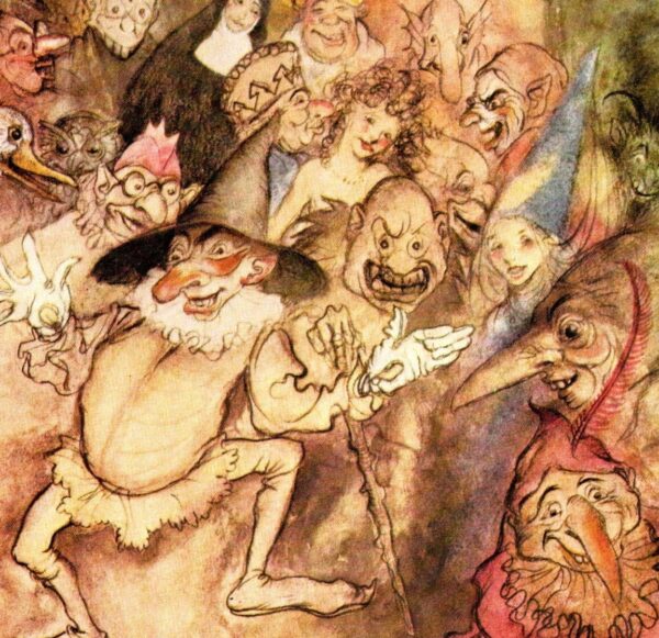 Edgar Allan Poe artwork "The Masque of the Red Death" by Arthur Rackham Vintage book page