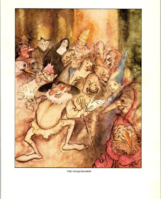 Edgar Allan Poe artwork “The Masque of the Red Death” by Arthur Rackham Vintage book page