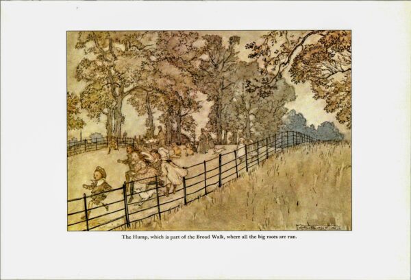 Arthur Rackham Vintage 2-sided fairy tale art book page "...a keen sense of fun" & "The Hump [on the] Broad Walk" Peter Pan FREE SHIPPING - Image 2
