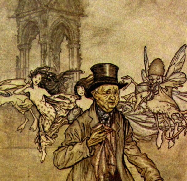Arthur Rackham Vintage 2-sided fairy tale art book page "The island on which all the birds are born..." & "Old Mr. Salford" Peter Pan - Image 3
