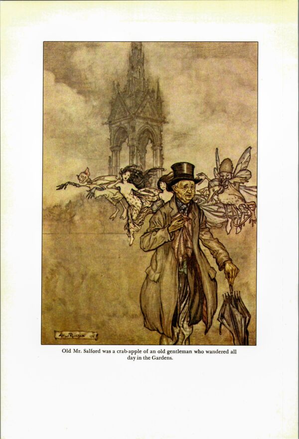Arthur Rackham Vintage 2-sided fairy tale art book page "The island on which all the birds are born..." & "Old Mr. Salford" Peter Pan - Image 4