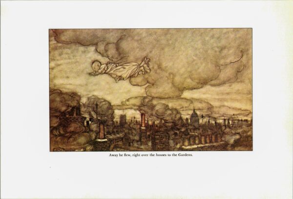 Arthur Rackham Vintage 2-sided fairy tale art book page "The fairies have their tiffs..." & "Away he flew" Kensington Gardens FREE SHIPPING - Image 4