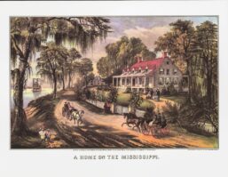 Currier & Ives "A Home on the Mississippi" 1871 15 x 11.5" vintage book page