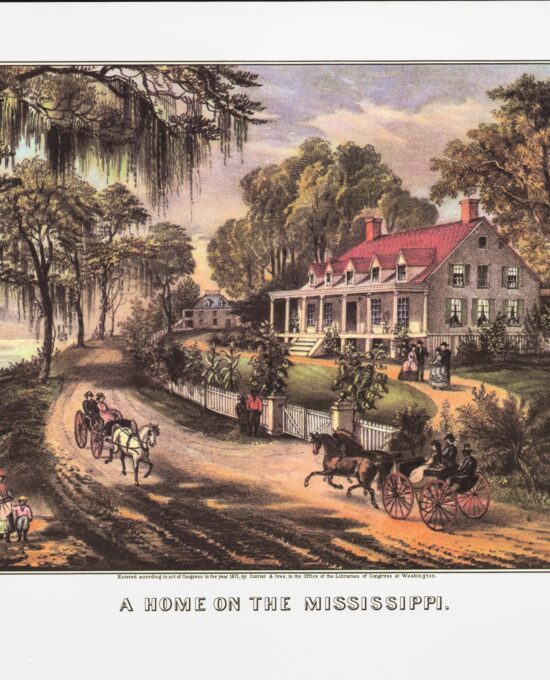 Currier & Ives “A Home on the Mississippi” 1871 15 x 11.5″ vintage book page